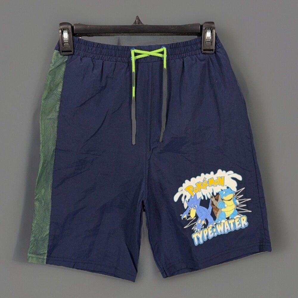 VTG Pokemon Swim Trunks NWT Blastoise Golduck Type Water Boys L 14 Navy Shorts